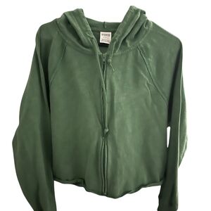 PINK Victoria's Secret Cropped Green Hoodie